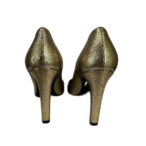 NEW MaxMara Zufolo Metallic Leather Gold Pumps 38.5 - Picture 4 of 6